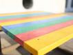 TABLE PIQUE NIQUE CARRE GP39H54 EN PLASTIQUE RECYCLE MULTICOLORE MATERNELLE